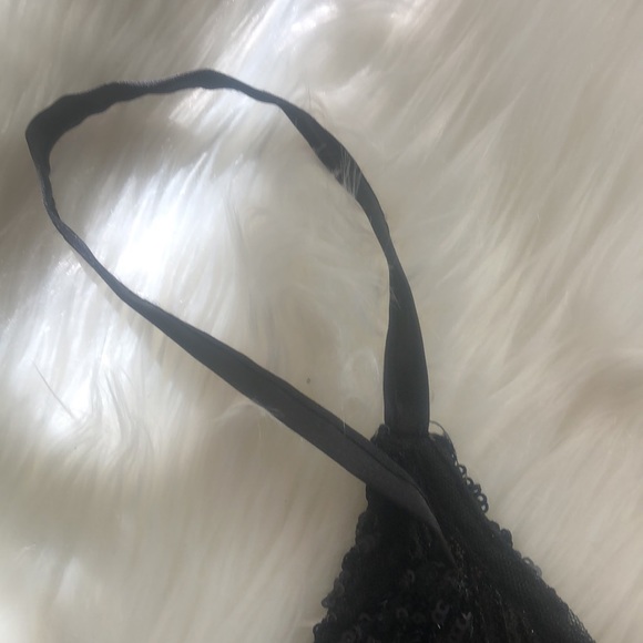 Zara Black Sequins Cropped Top Small - Picture 5 of 7